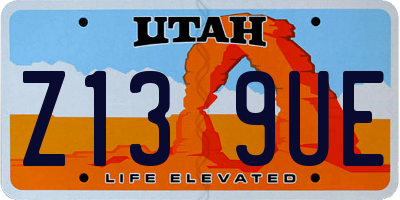 UT license plate Z139UE