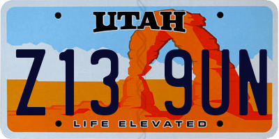 UT license plate Z139UN