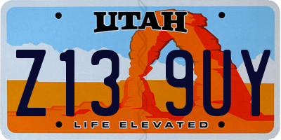 UT license plate Z139UY