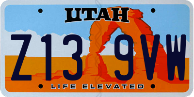 UT license plate Z139VW