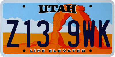 UT license plate Z139WK