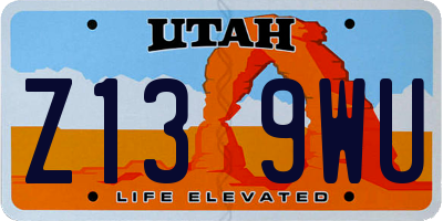 UT license plate Z139WU
