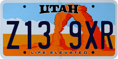 UT license plate Z139XR