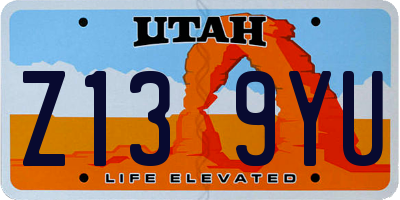 UT license plate Z139YU