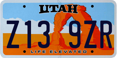UT license plate Z139ZR