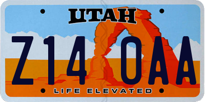 UT license plate Z140AA