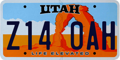 UT license plate Z140AH