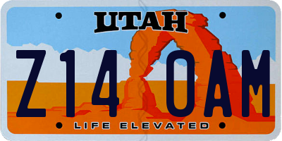UT license plate Z140AM