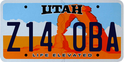 UT license plate Z140BA