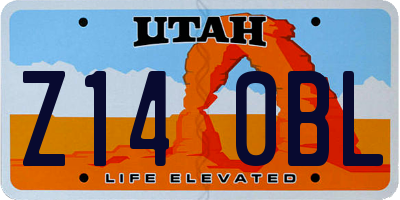 UT license plate Z140BL