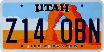 UT license plate Z140BN