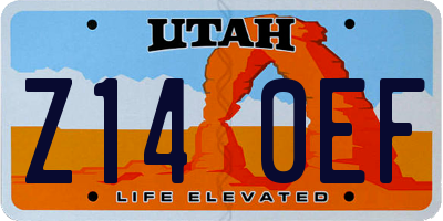 UT license plate Z140EF