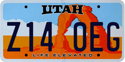 UT license plate Z140EG