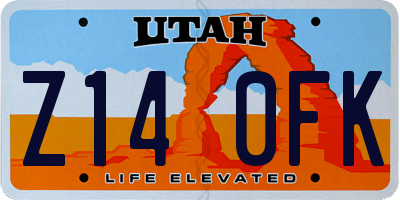 UT license plate Z140FK