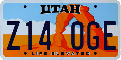 UT license plate Z140GE