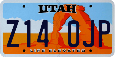 UT license plate Z140JP