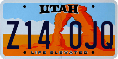 UT license plate Z140JQ