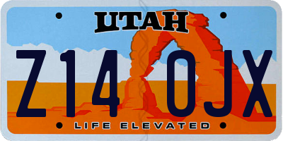 UT license plate Z140JX