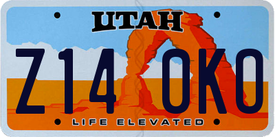UT license plate Z140KO