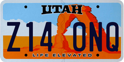 UT license plate Z140NQ