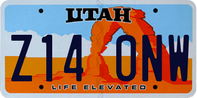 UT license plate Z140NW