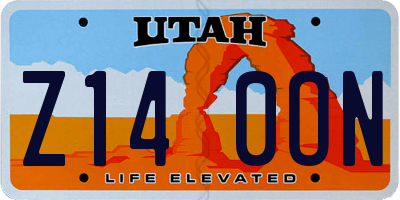 UT license plate Z140ON