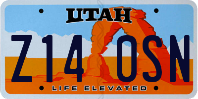 UT license plate Z140SN