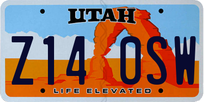 UT license plate Z140SW