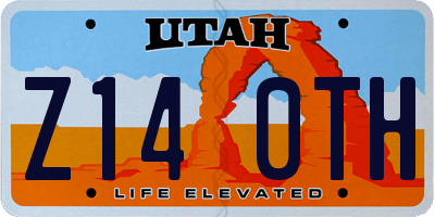 UT license plate Z140TH
