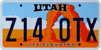 UT license plate Z140TX