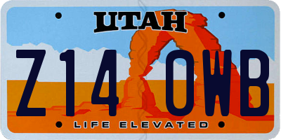 UT license plate Z140WB