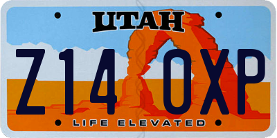 UT license plate Z140XP