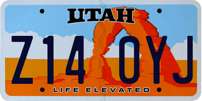 UT license plate Z140YJ