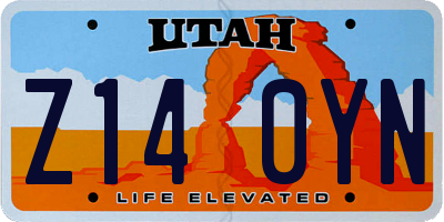 UT license plate Z140YN