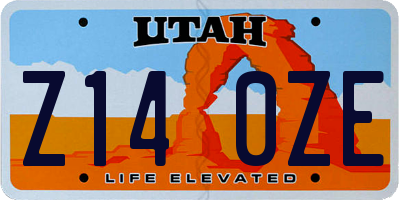 UT license plate Z140ZE
