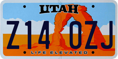 UT license plate Z140ZJ