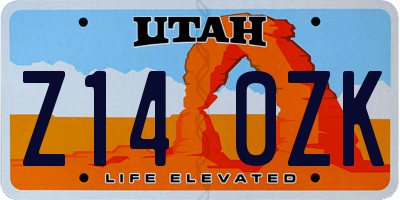 UT license plate Z140ZK