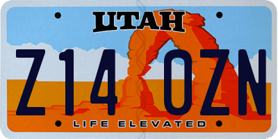 UT license plate Z140ZN
