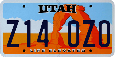 UT license plate Z140ZO