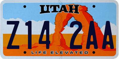 UT license plate Z142AA