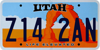 UT license plate Z142AN
