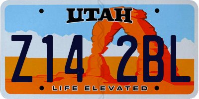 UT license plate Z142BL