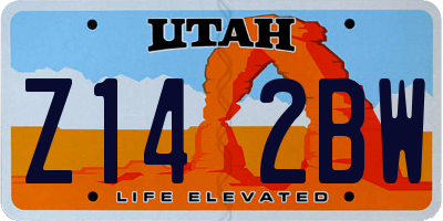 UT license plate Z142BW