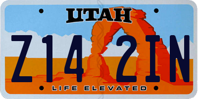 UT license plate Z142IN