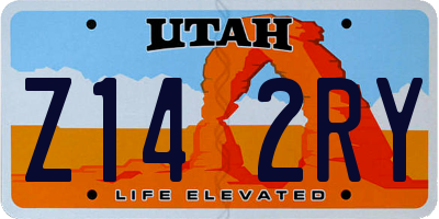 UT license plate Z142RY