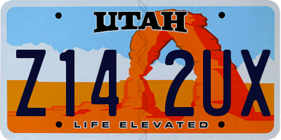 UT license plate Z142UX