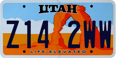 UT license plate Z142WW