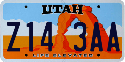 UT license plate Z143AA
