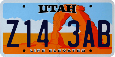 UT license plate Z143AB