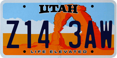 UT license plate Z143AW